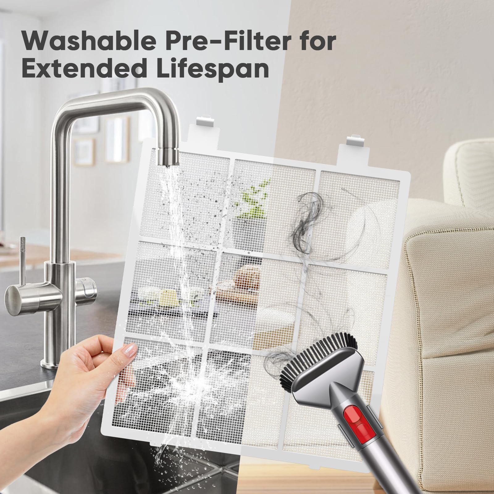 Air Purifiers for Home up to 3000 Sq Ft with Washable Filters, 2x H14 True HEPA Filter, 2xSpeed Fan with Turbo Mode, CADR 400m³/h Remove Pet Hair Odor, 22dB Sleep Mode for Bedroom, Large Room,Office