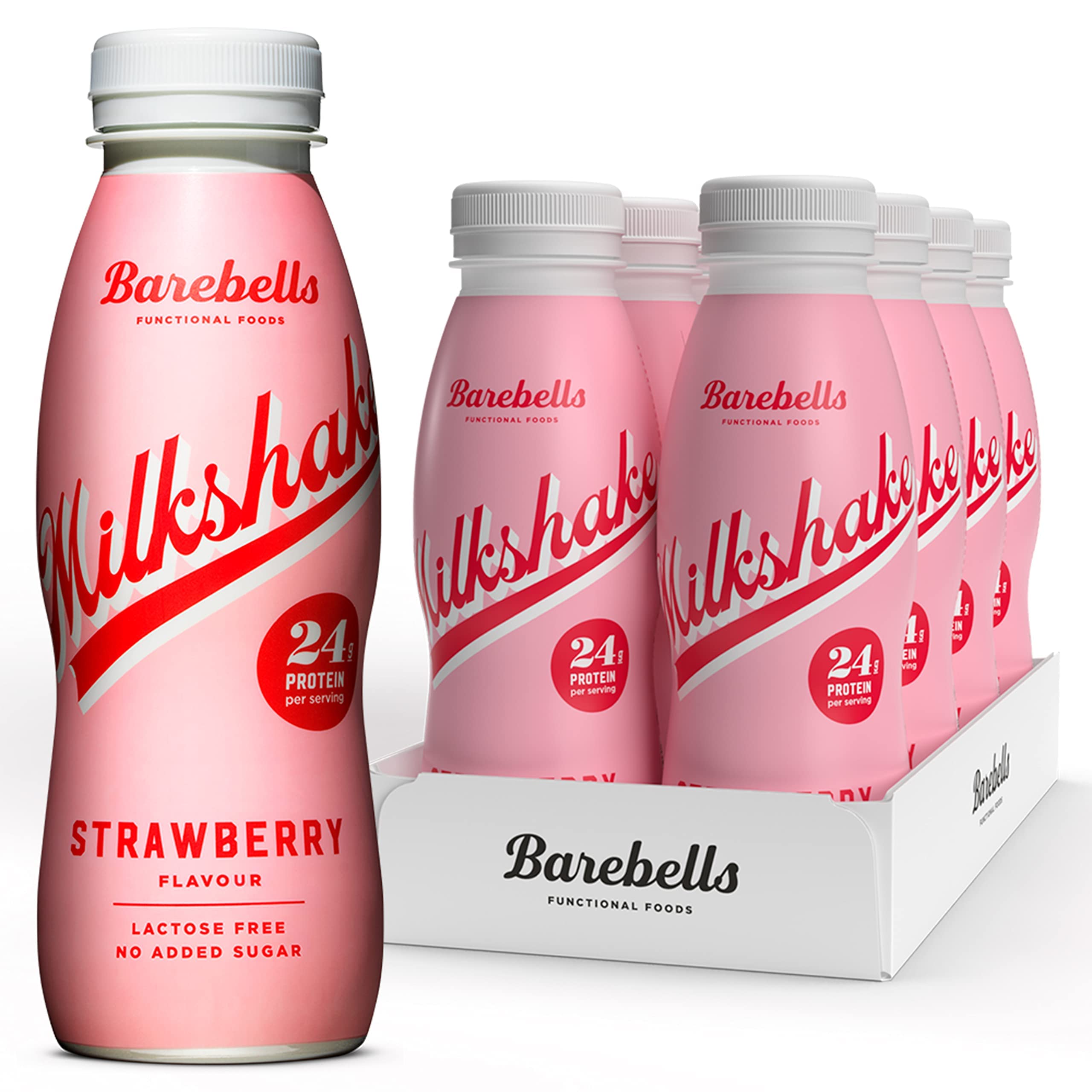 Barebells Protein Shake – 24g High Protein Milkshake, Lactose-Free, Ready to Drink, Low Carb – 8x330ml (Strawberry Flavour)
