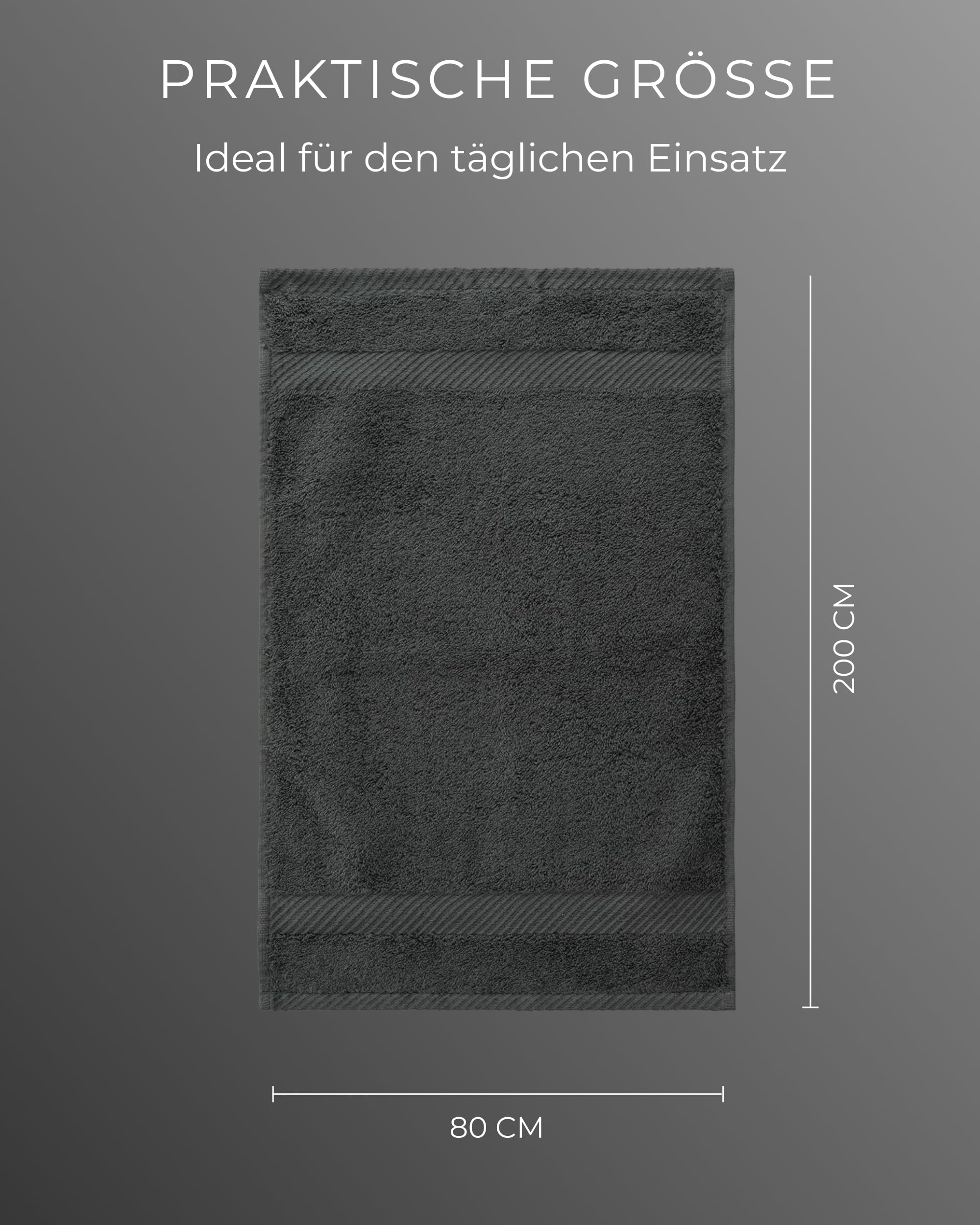 Luckytowel Saunahandtuch Set 80x200cm – Oeko-TEX Saunatücher aus 100% Baumwolle mit 600 g/m² – Saunatuch groß mit Aufhängeschlaufe – flauschig & saugstark – Sauna Handtuch Set – 10er Pack Anthrazit 4