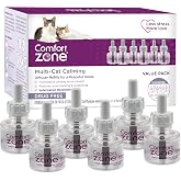 Comfort Zone Multi Cat Calming Diffuser Refill, 6 Pack of 30 Day Refills | Cat stress relief, cat plug in pheromones refill, calming for cats, drug-free, fragrance-free, 6 pack