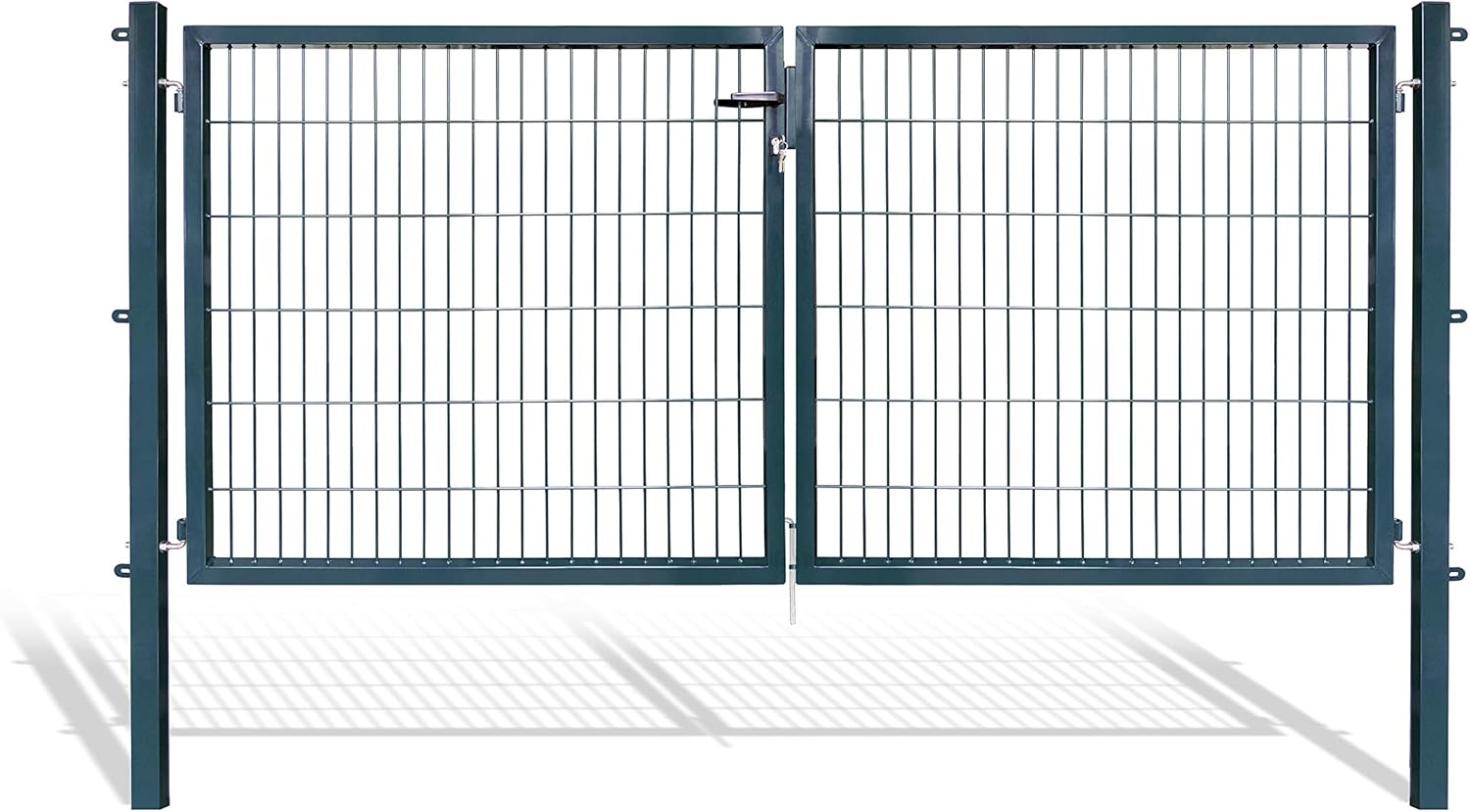 Doppelflügeltore für Stabmattenzaun, grün oder anthrazit, verschiedene Höhen wählbar - inklusive Pfosten und passenden Anschlussstücken (Doppeltor H 120 x B 300 cm, anthrazit)