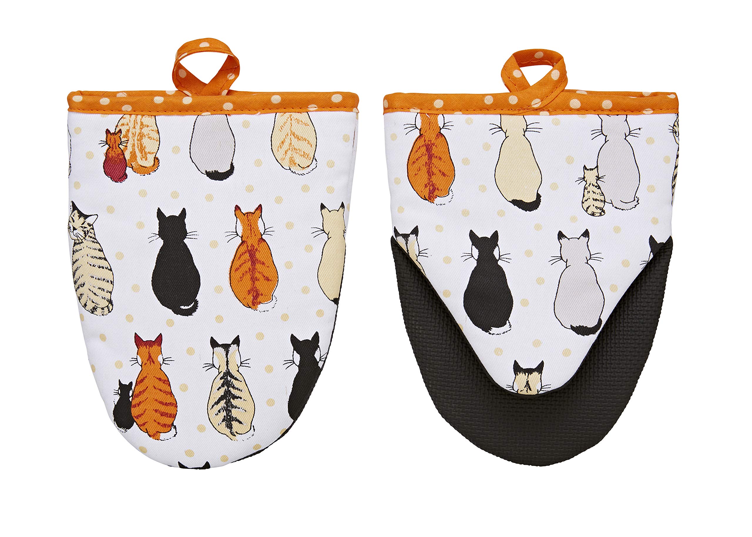 Ulster Weavers - Orange Cats Microwave Oven Mitts (18 x 14.5cm) - 100% Cotton - 1x Pair - Cat Oven Glove Heat Resistant - Washable - Cat Themed Oven Glove - Kitchen Accessories - Cat Lovers Gifts