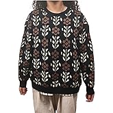 Apvirdy Women Oversized Chunky Knit Sweaters Crewneck Floral Crop Sweater Long Sleeve Pullover Tops Cozy Winter Outfits