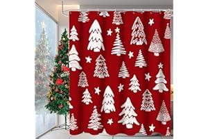TIEEC Christmas Shower Curtain Set - 72X72 Inches -Winter Shower Curtain for Bathroom - Waterproof Cloth Fabric Christmas Tree Shower Curtain Set with 12 Hooks