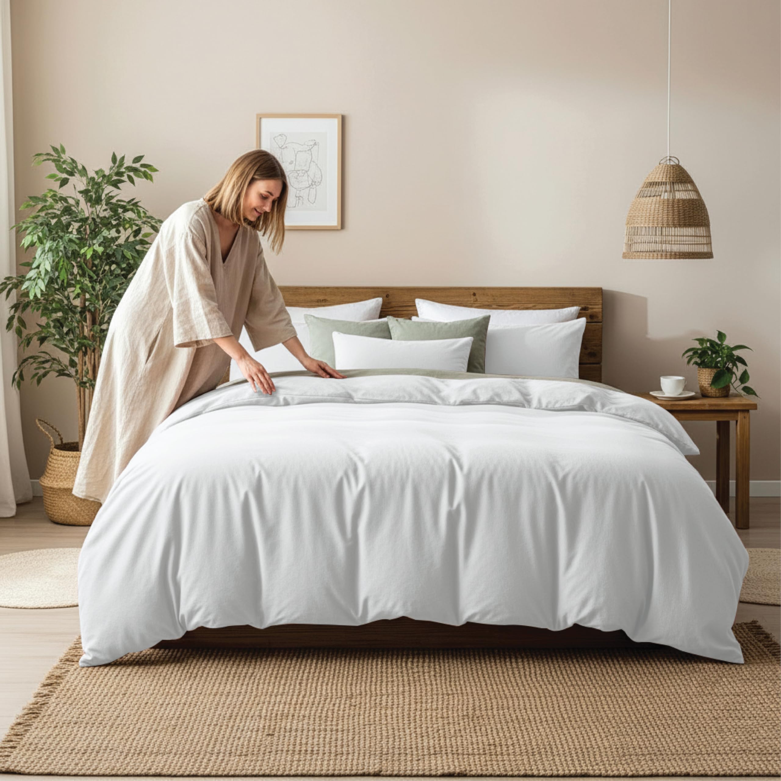 Home In Style 4U Single Duvet Cover Sets-Soft Microfiber Polyester Plain Dyed Duvet Sets with Pillow cases - Bedding Quilt Cover Set (White)