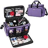 BAFASO Large Makeup Bag Cosmetic Bag with Removable Dividers, Travel Makeup Case Holds Cosmetics and Hair Supplies, Purple
