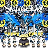 42pcs Batmans Birthday Party Supplies Pack Includes，Banner，Cake Topper，Blackdrop,Balloons for Bat party supplies (Batmans)