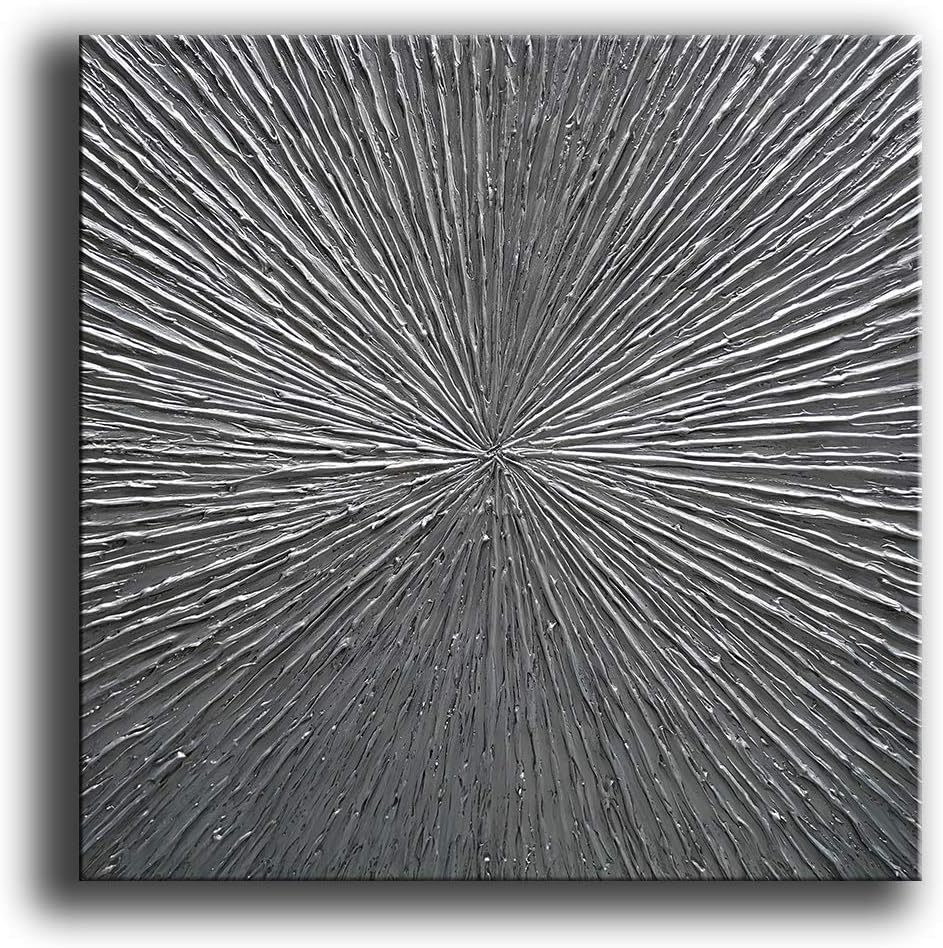Paintings - YaSheng Art - 30x30 Inch Contemporary Abstract Art Oil Paintings on Canvas Silver Gray Gradient color Abstract Artwork Modern Home Decor Canvas Wall Art Ready to Hang for Living Room