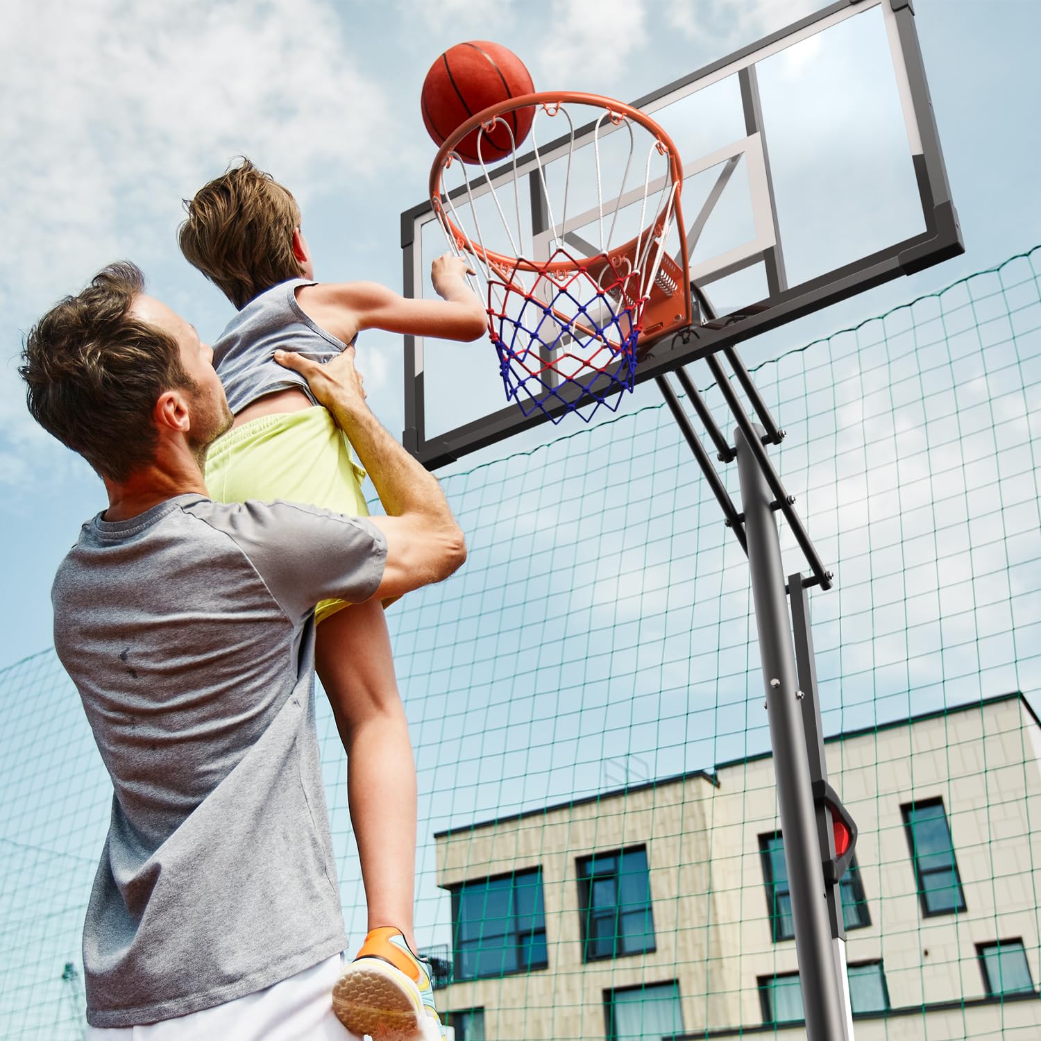 Basketball Hoop Outdoor 10 FT Height Adjustable Basketball Goals Systems Portable with 44