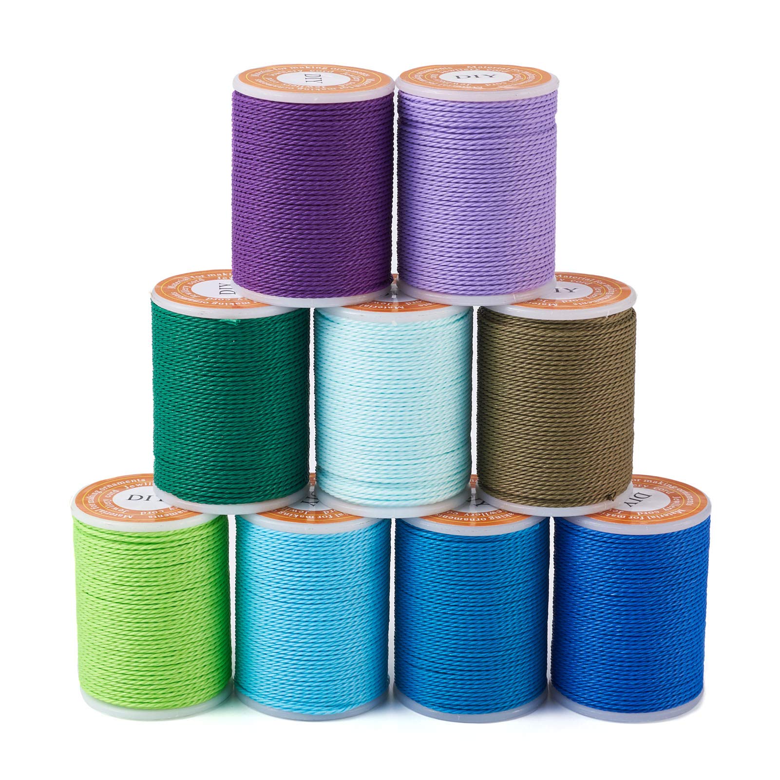 Beadthoven 108 Yards 1mm Waxed Polyester Cords 9 Color Macrame Twine Bracelet Thread Beading String for Sewing Braided Jewelry Necklace Craft Making, 9 Rolls