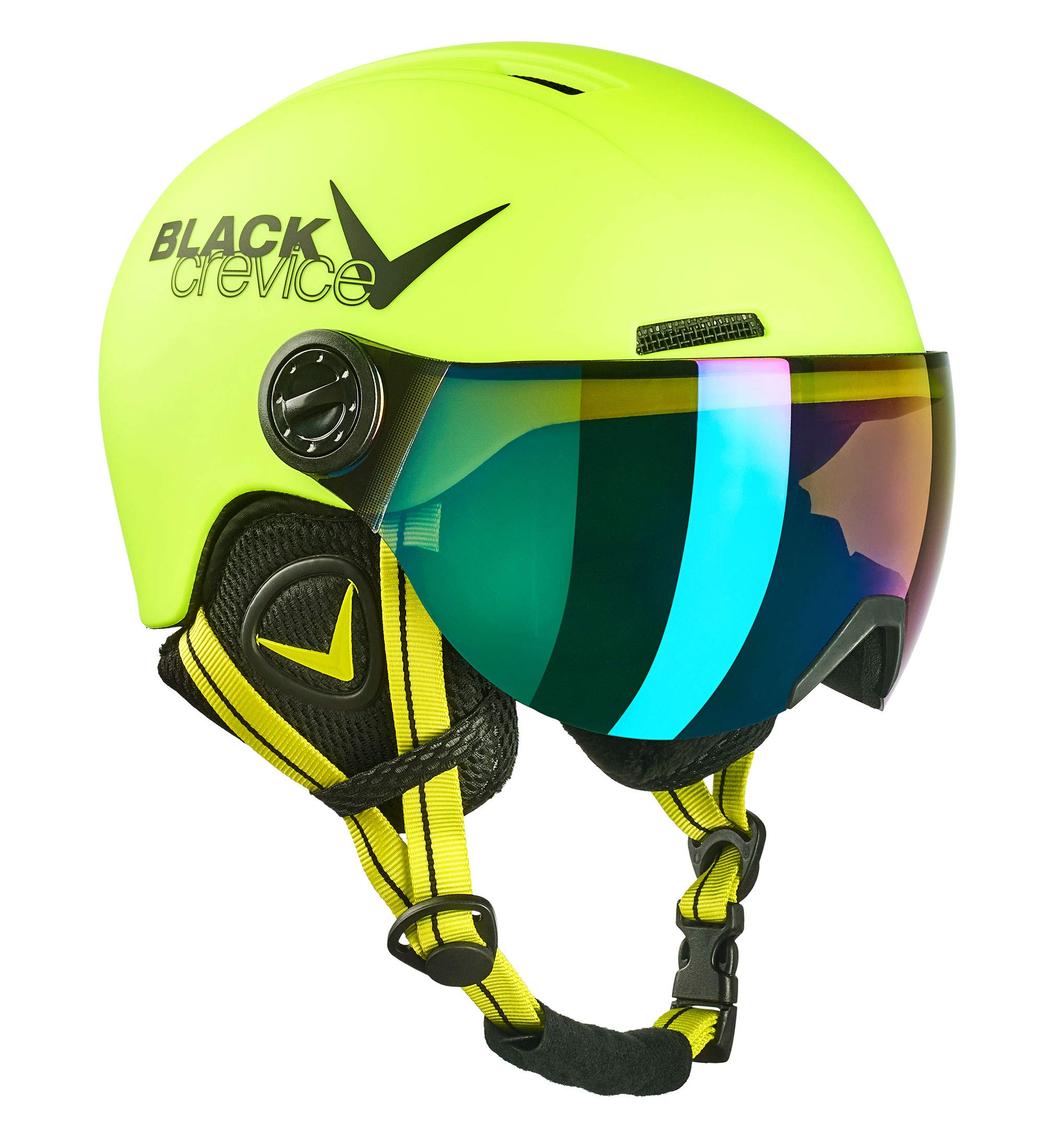 Black Crevice Leogang Children's Visor Helmet, Neon Yellow, 48-52 cm