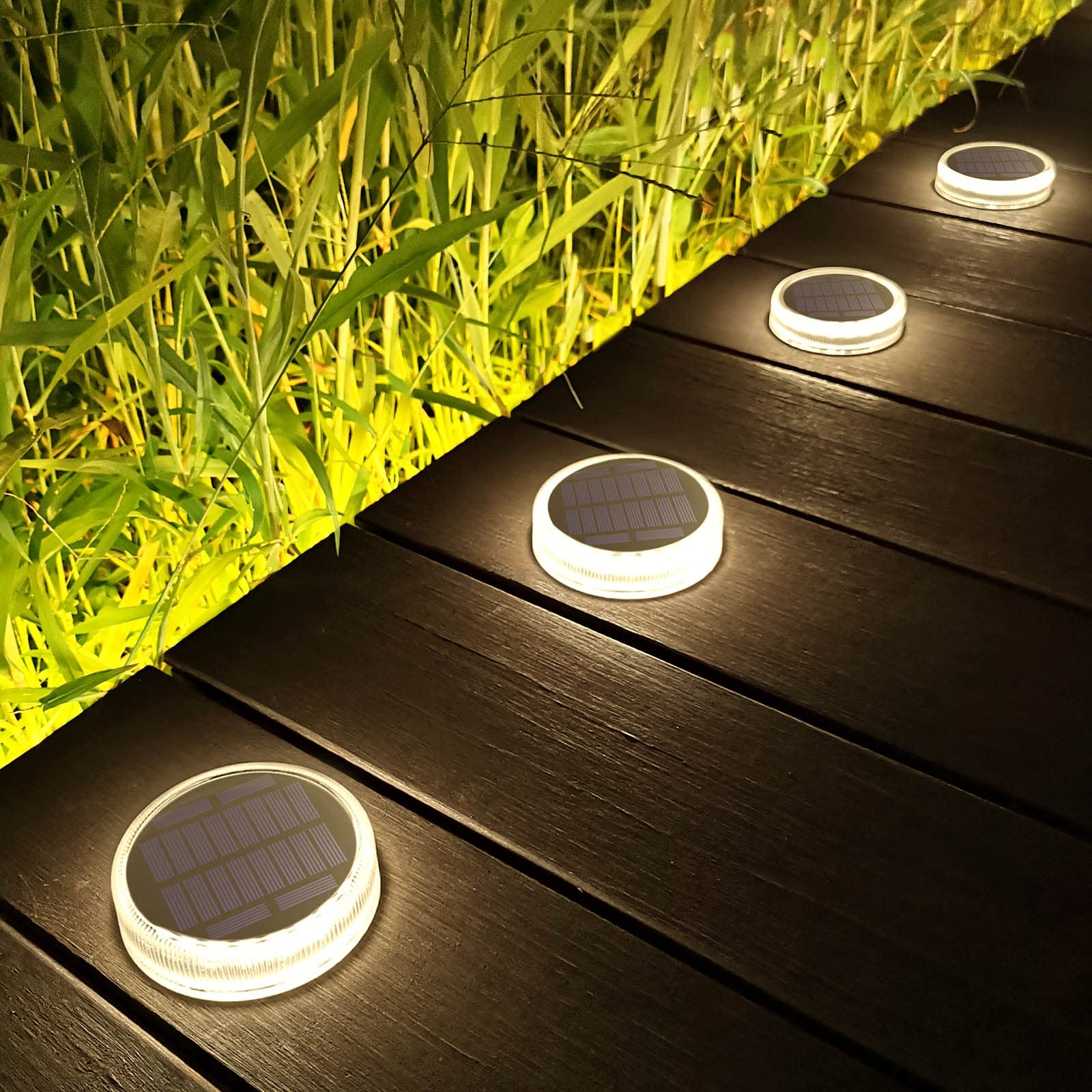 Lacasa Solar Decking Lights 4 Pack 30LM LED Step Lights, Auto ON/Off, IP68 Waterproof, Natural White, Outdoor Garden Driveway Pathway Lighting — image 1