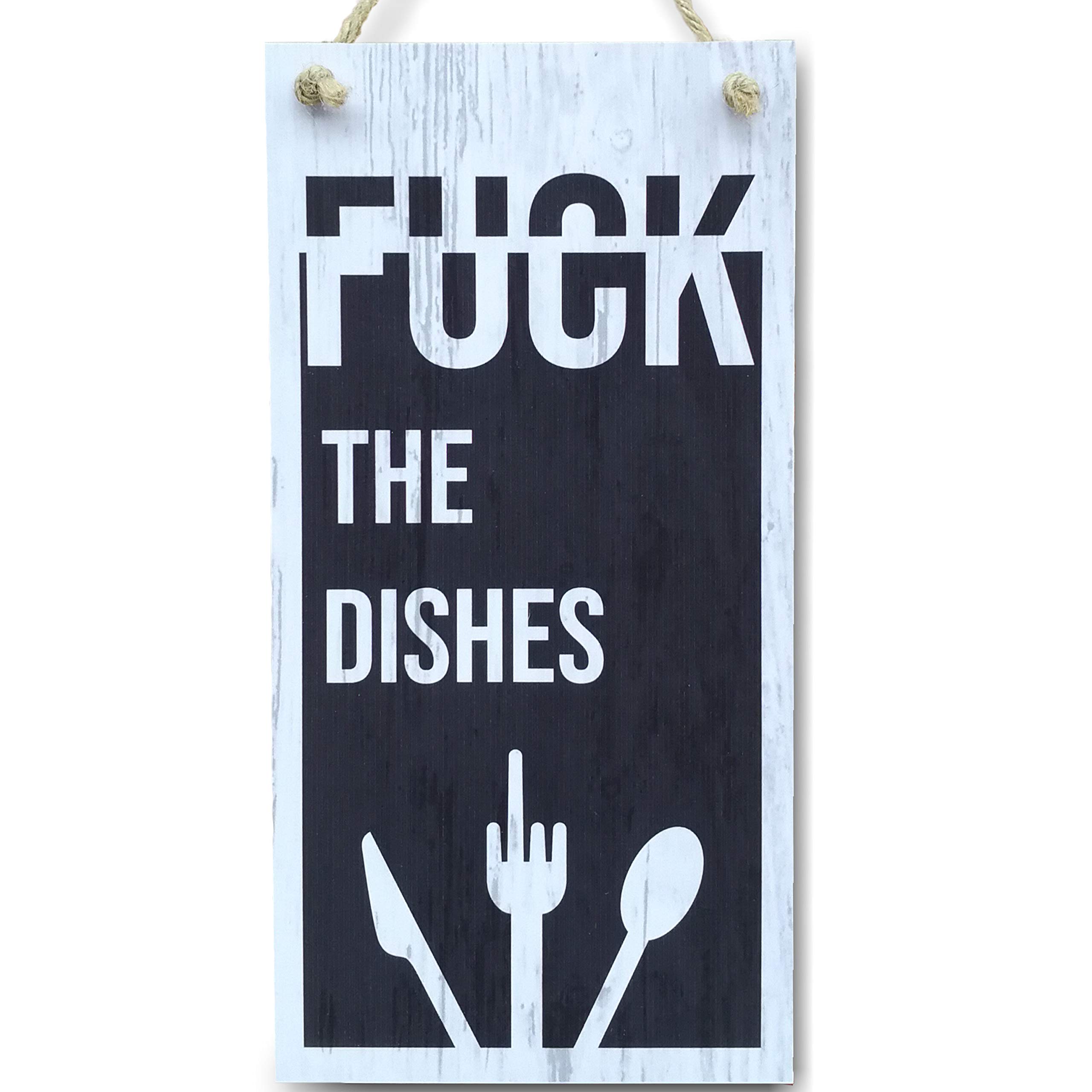 CARISPIBET Fvck the Dishes sign | Home decoration sign fun & quirky kitchen accessory 6" x 12''
