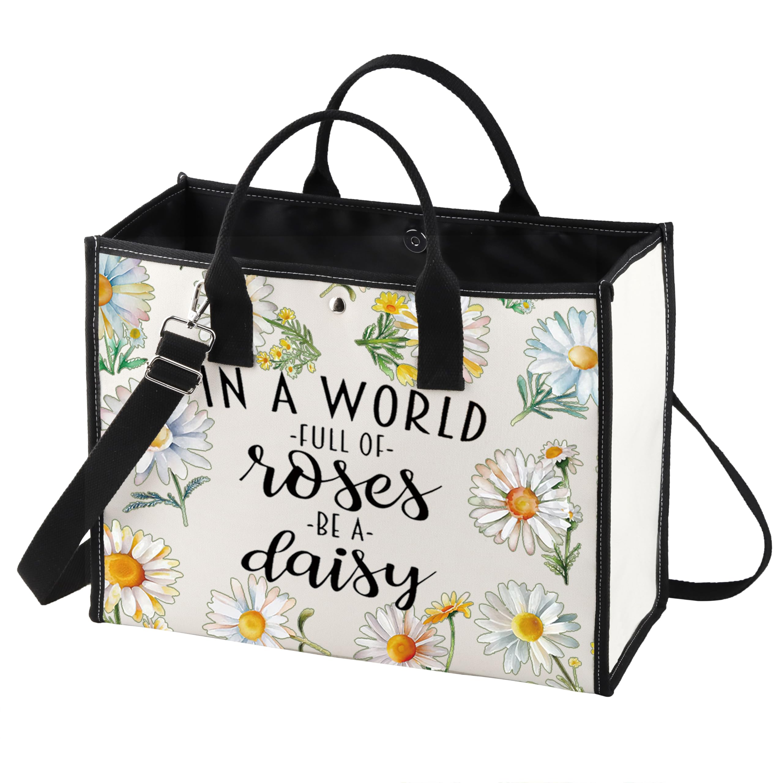 LEVLO Daisy Flower Cosmetic Bag Daisy Lover Gift in A World Full of Roses Be A Daisy Makeup Zipper Pouch Bag, Be A Daisy LT