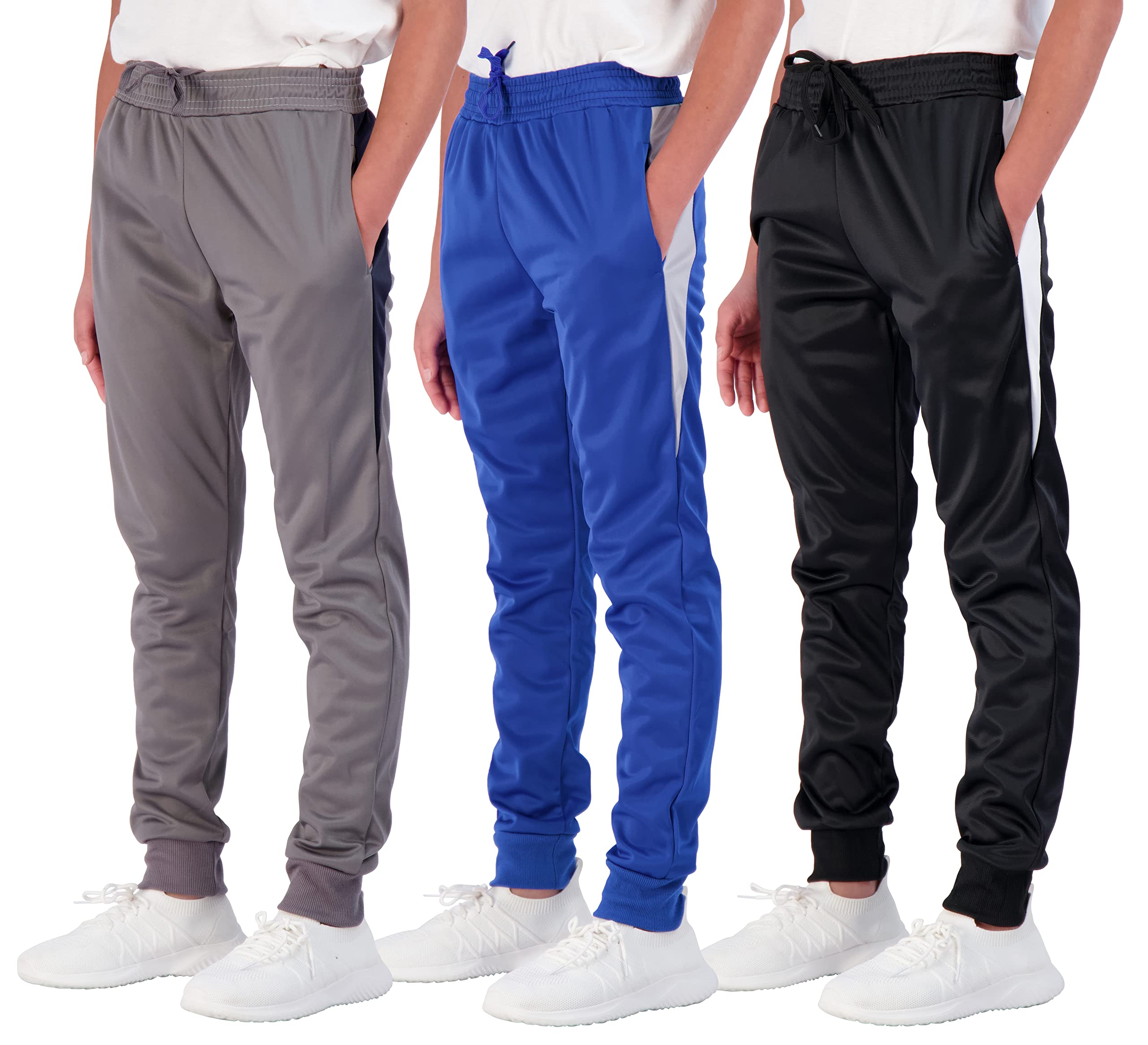 Photo 1 of 3 Pack Boys Tricot Sweatpants Joggers Kids Boy Jogger Sweatpant Pant Track Pants Athletic Workout Gym Apparel Training Fleece Tapered Slim Fit Tiro Soccer Casual Clothing,Set 12,M (10/12)