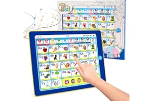 BEAURE 6-in-1 Kids Tablet with ABC/Words/Numbers/Color/Games/Music - Interactive Educational Electronic Toys Makes Learning Fun, Toddler Learning Toys Gifts for Age 3 4 5 Year Old Boys Girls&Preschool