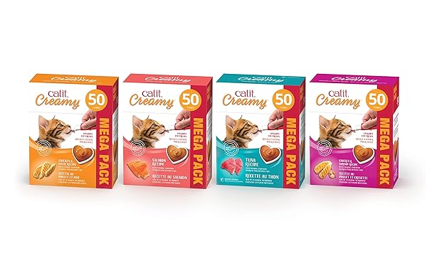 CATIT CREAMY LICKABLE CAT TREAT, HEALTHY CAT TREAT, SALMON, 50 PACK