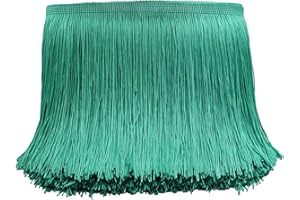 Dortrue 10 Yards of 6" Lake Green Fringe Trim Tassel Sewing Trim for Clothes Accessories Latin Wedding Dress DIY Lamp Shade Decoration