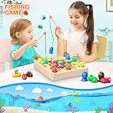 COOLJOYA Wooden Magnetic Fishing Game Toddler Toy Montessori STEM Gift view 2