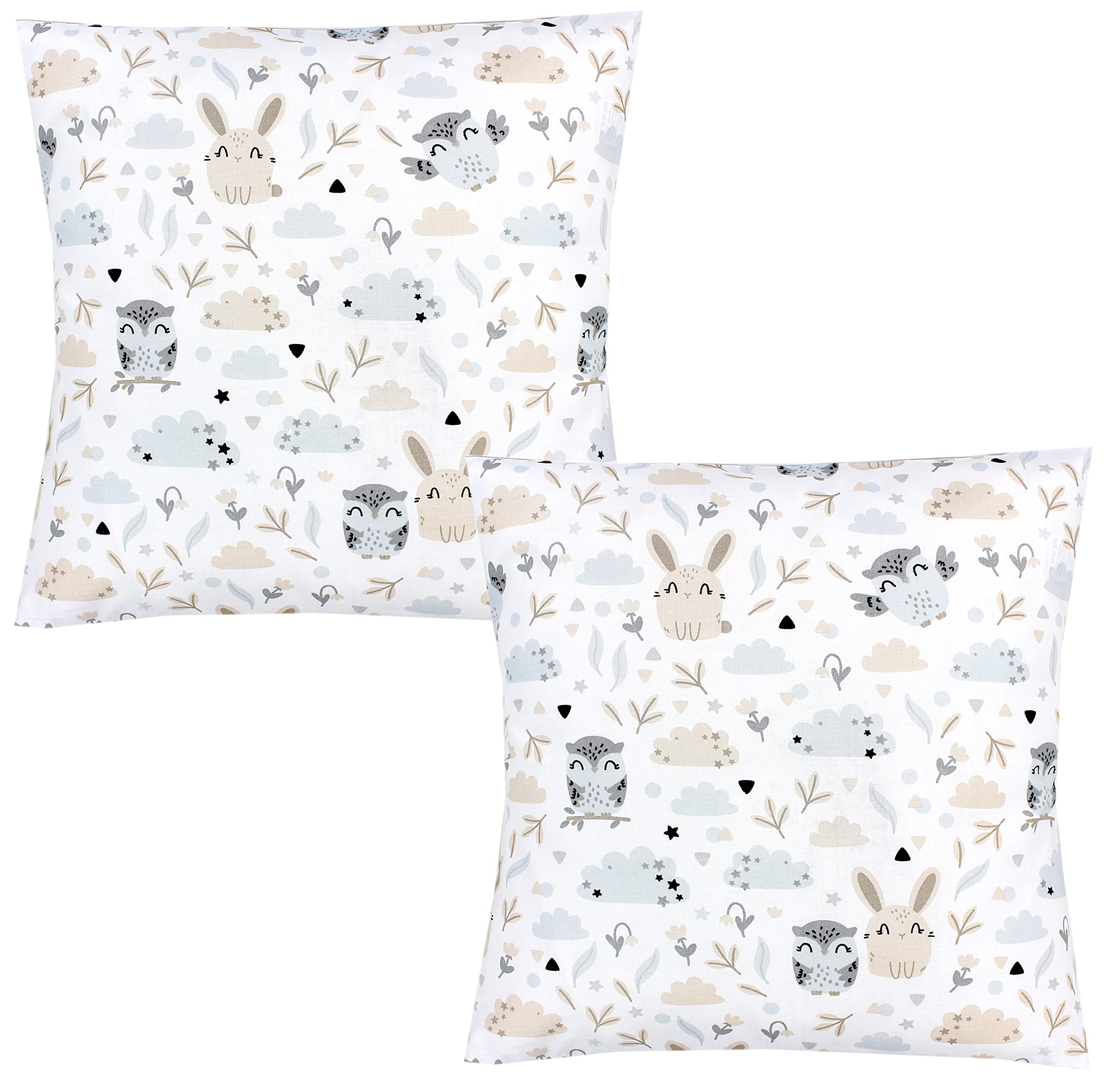 TupTam Children's Cushion Cover Decorative Patterned with Hotel Fastener Set of 2, rabbit/owl, 40 x 60 cm — image 1