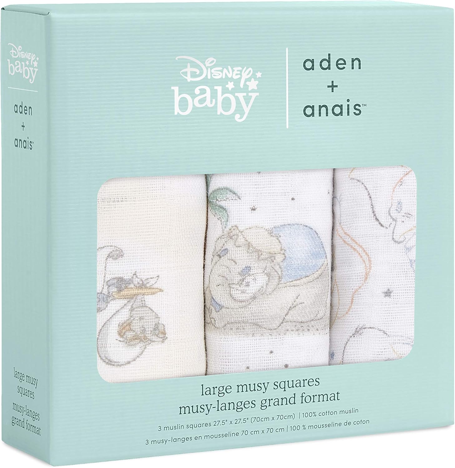 aden + anais 100% Cotton Muslin Musy Squares, Multi-use Baby Cloths for Girls & Boys, 70x70cm - Image 3
