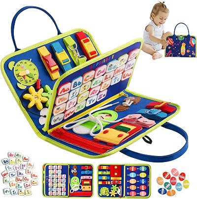 TenFans Busy Board Montessori Toys for Toddlers 3 4 5 Year Olds Sensory Travel