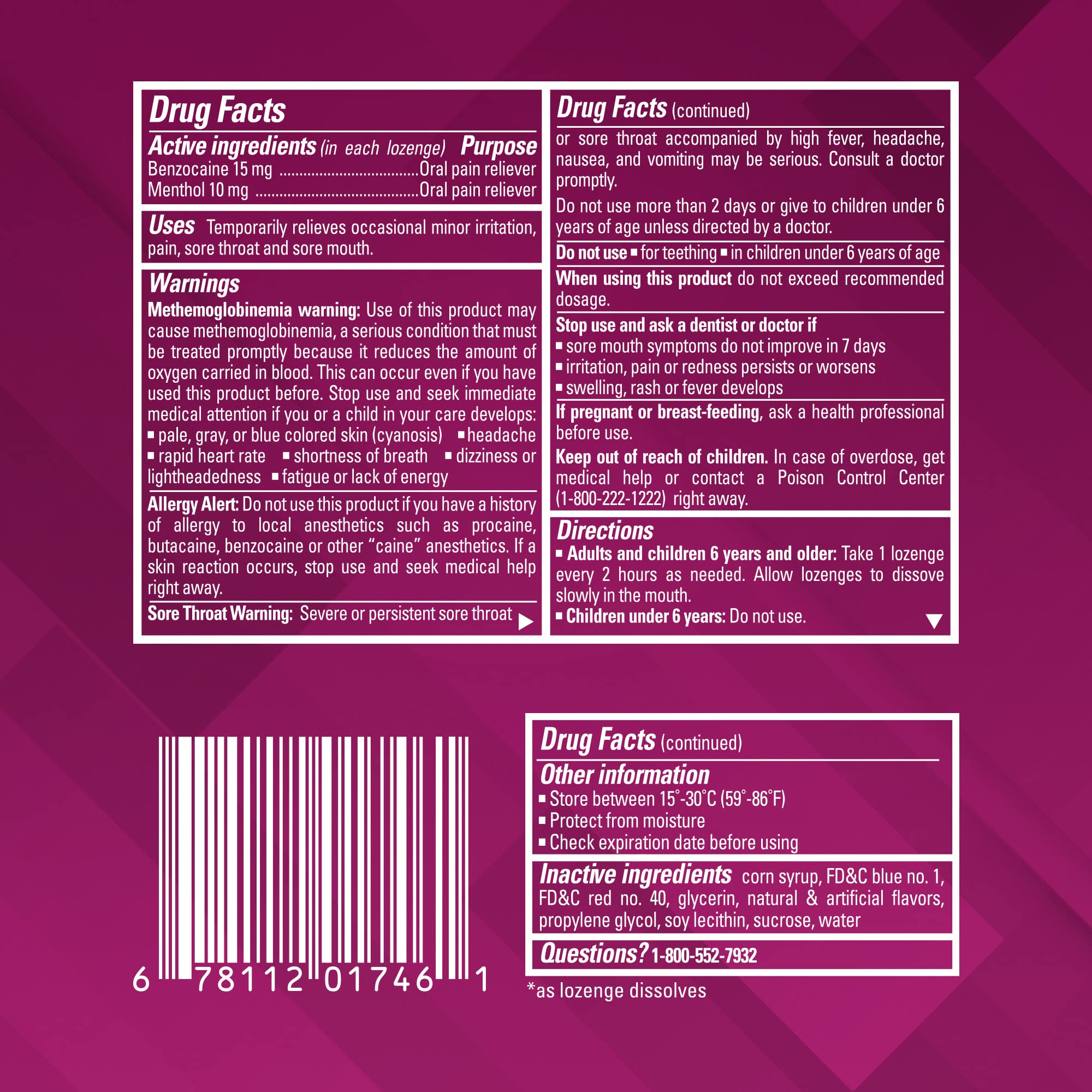 Chloraseptic Max Strength Sore Throat Lozenges, Wild Berries, 15 Count, 1 Pack