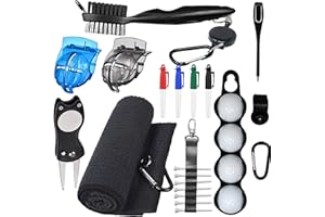 RE GOODS Golf Accessories Kit - Includes Towel, Ball Holder, Brush, Divot Repair Tool, 2 Ball Alignment Stencil, Tee Holder, Putting Marker