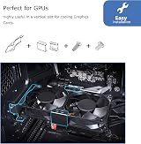 Akasa Dual Fan PCI Slot Bracket 80/92mm Case Fan Mount Rack Black Iron view 7