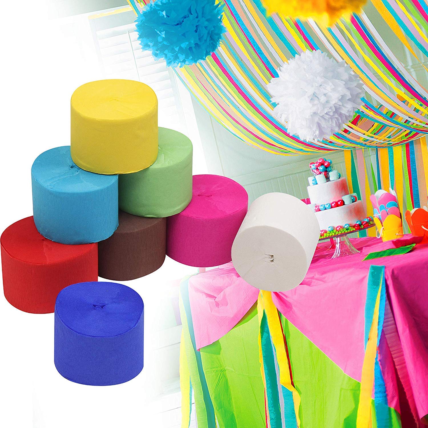 Lot De 16 2 De Chaque Serpentin Crepon Pour La Decoration D Anniversaires Mariages Et Fetes