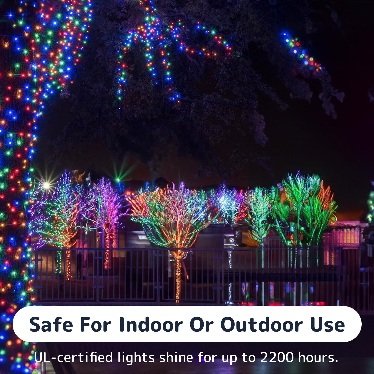 PREXTEX Multicolored Christmas Lights with Green Wire, 60 Feet, 300 Light, Twinkling Lights Indoor or Outdoor, String Twinkle Lighting for Christmas Tree Decorations