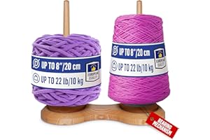 BARVA Double Yarn Holder 44 Lb Total Capacity for Chunky Yarn | Dual Bearing Spinners & Big Rubber Anti Slip Pads for Max Stability | European Wood Crochet Accessories & Pro Tools for Fiber Crafts