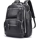 LANNSYNE Leather Backpack for Men, 15.6" Laptop Backpack Camping Travel 24L Rucksack