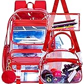 UFNDC 3PCS Clear Backpack Heavy Duty, See Through School Bag for Girls, Sequins Transparent Bookbag for Women