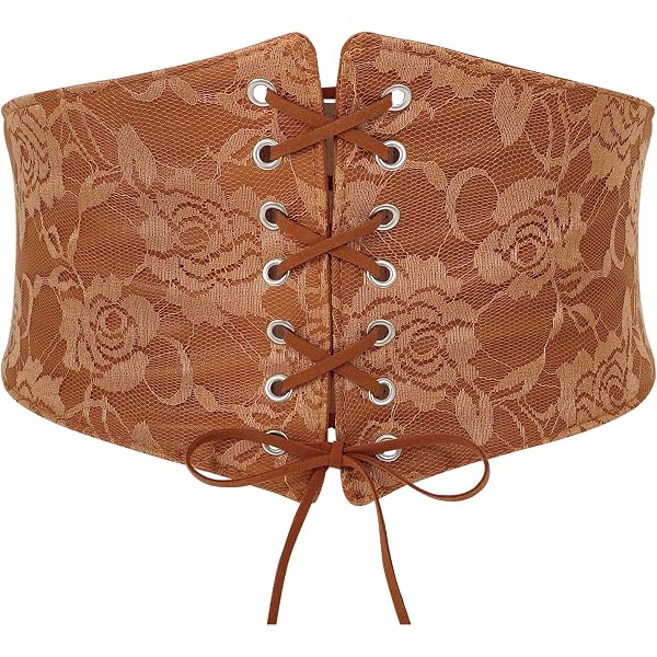 Floral Corset Waistband for Women, Lace-up Waspie Belt 