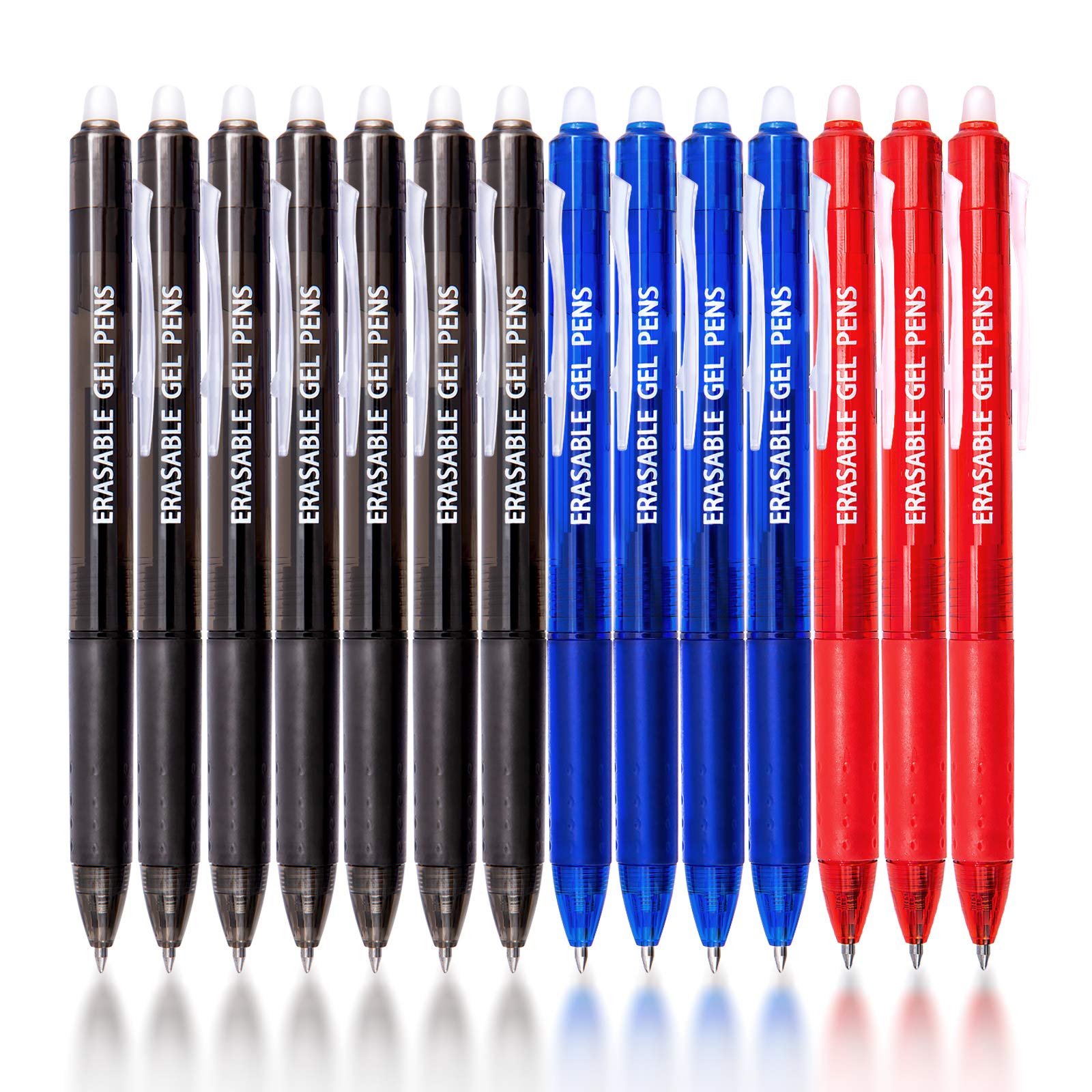 7 Black/ 4 Blue/ 3 Red Erasable Gel Pens, 0.7mm Fine Point, Retractable Clicker Pens Erasable Pens for Planners and Crossword Puzzles