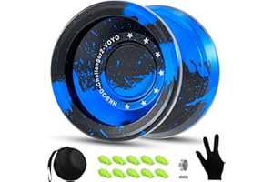 hksod Yoyo Metal Trick Yoyo Professional Responsive Yoyos for Kids 8-12 Beginners, Unresponsive Yo-yo for Adults with Yo Yo Bearing Accessories - Black Blue