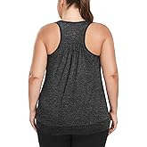 FOREYOND Women's Plus Size Workout Tank Tops Racerback Athletic Flowy Tops Yoga Running Sleevelss Summer Shirts Loose