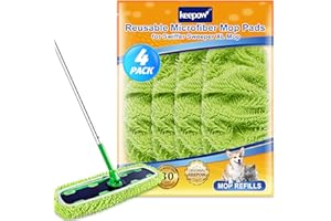 KEEPOW Reusable XL Mop Pads Compatible with Swiffer XL Sweeper, X-Large Dry Sweeping Cloths, Wet Mopping Cloths, Washable Mic