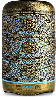 SALKING Aroma Diffuser, 260ml Metall Aromatherapie Diffusor für ätherische Öle, Raumbefeuchter Elektrisch Duftlampe, 7 Farbe Licht Vintage Diffusor für Zuhause Büro Oder Yoga MEHRWEG