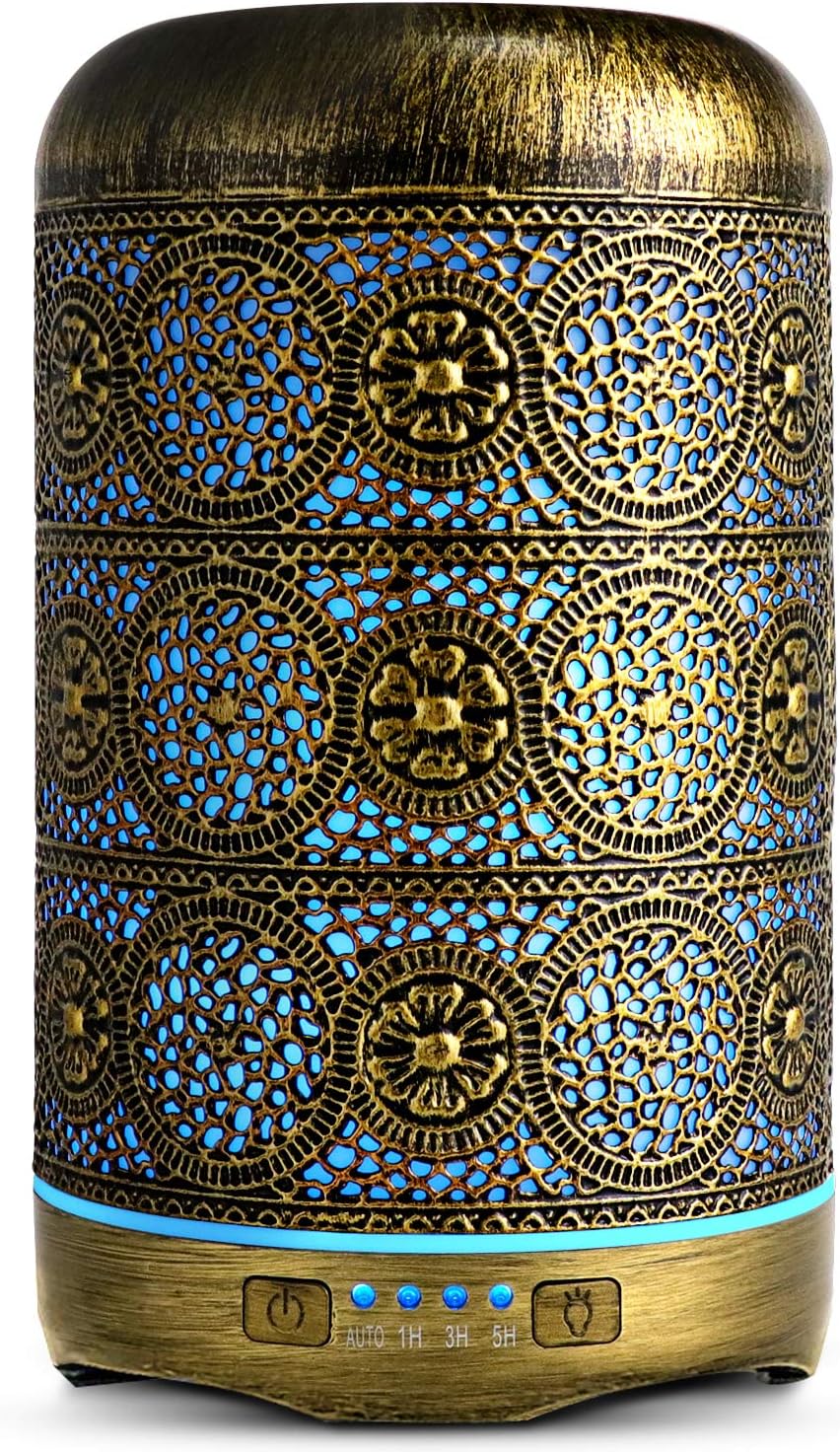 SALKING Aroma Diffuser, 260ml Metall Aromatherapie Diffusor für ätherische Öle, Raumbefeuchter Elektrisch Duftlampe, 7 Farbe Licht Vintage Diffusor für Zuhause Büro Oder Yoga MEHRWEG