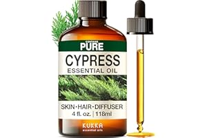 KUKKA ESSENTIAL OILS KUKKA Cypress Essential Oils - 4 Fl Oz - for Hair, Skin, Diffuser, Aromatherapy & DIY Soap Making Scent