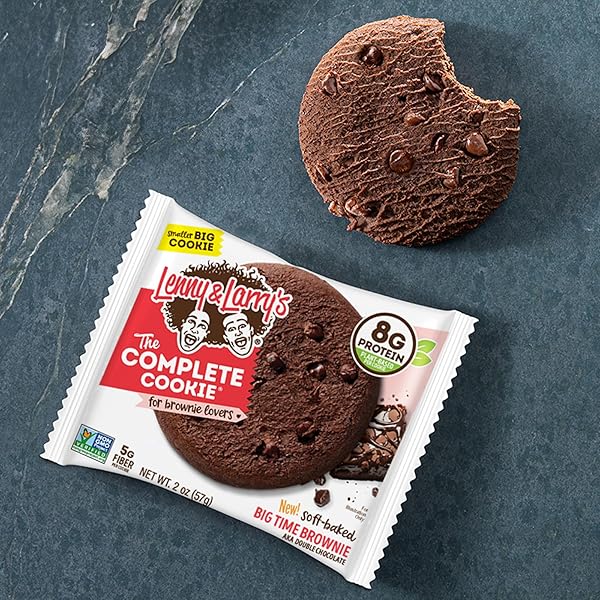 LENNY & LARRY’S THE COMPLETE COOKIE, BIG TIME BROWNIE, SOFT BAKED, 8G PLANT PROTEIN, VEGAN, NON-GMO, 2 OUNCE COOKIE (PACK OF 12)