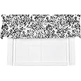 Victoria Park Toile Tailored Valence Window Curtain, Black
