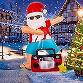 Glimin 6 Ft Christmas Santa Claus Inflatables Outdoor Decorations Giant Hawaiian Blow Up Yard Decorations Xmas Tropical Blowups with LED Lights for Holiday Outdoor Indoor Yard Garden Lawn