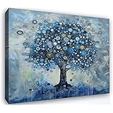 ketilly Blue Bathroom wall decor, Tree of Life Wall Art For Living Room Farmhouse Kitchen Abstract Wall Decor For Bedroom Canvas Prints Pictures For Blue Ofiice Canvas Wall Art Unframed 15X12 Inches