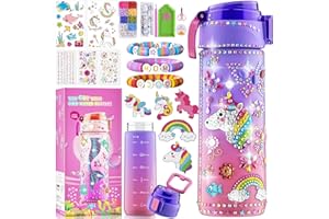 BOOH Decorate Your Own Water Bottle Kits for Girls Age 4-12, Unicorn Toys for Girls Age 4-6 Painting Crafts Kit, Clay Beads Bracelet Making Kit, Birthday Gifts Toys for Ages 6-12 (Unicorn)