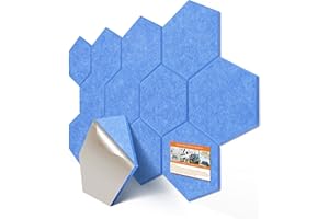 DEKIRU 12 Pack Self adhesive Hexagon Acoustic Panels Sound Proof Foam Panels, 14 X 13 X 0.9 Inches Soundproof Wall Panels For Office Ceiling &Door (Blue)
