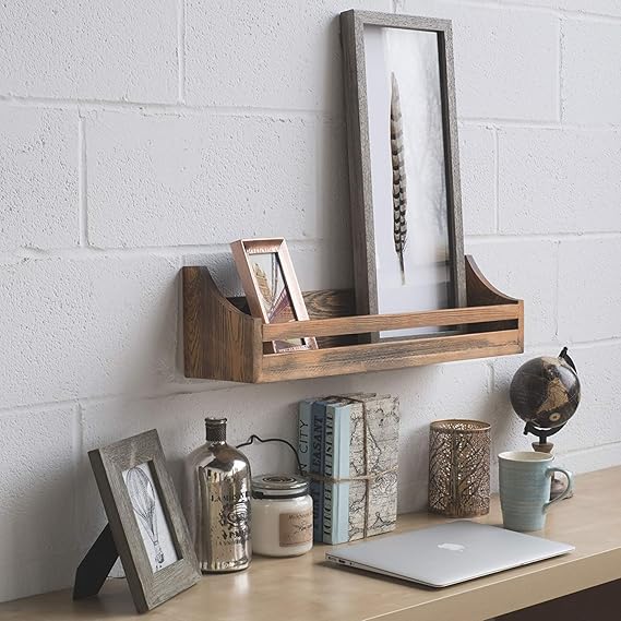 Wood Art Store Rustic Wood Wall Shelf 18 Inch Weathered Handmade