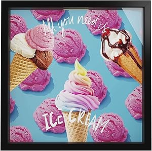 Ice Cream Lovers Gifts | Shadow Box Picture Frame for Room and Office Wall Decor | Candy Store Colorful Decoration | Popsicle Decor | Icecream Lover Picture Frame for Men and Women